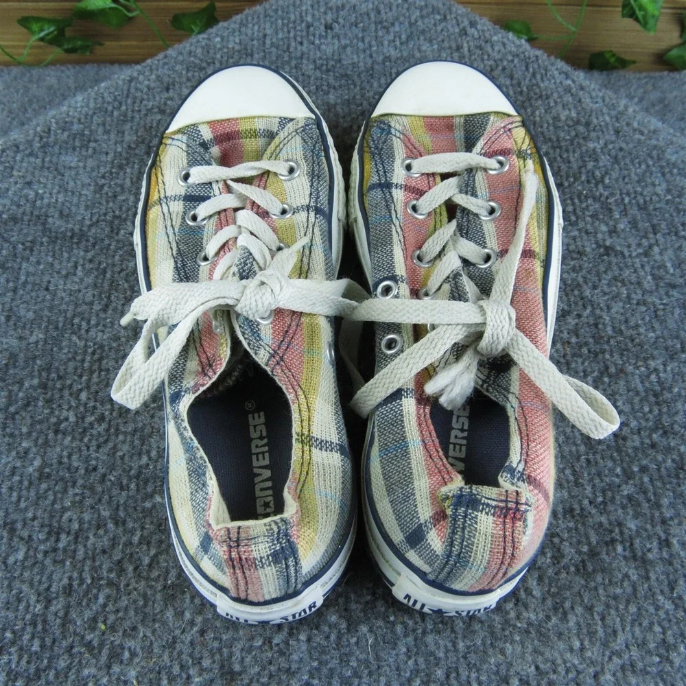 Converse Youth Girls Sneaker Plaid Size‎ 2 Medium Multicolor Fabric Lace Up